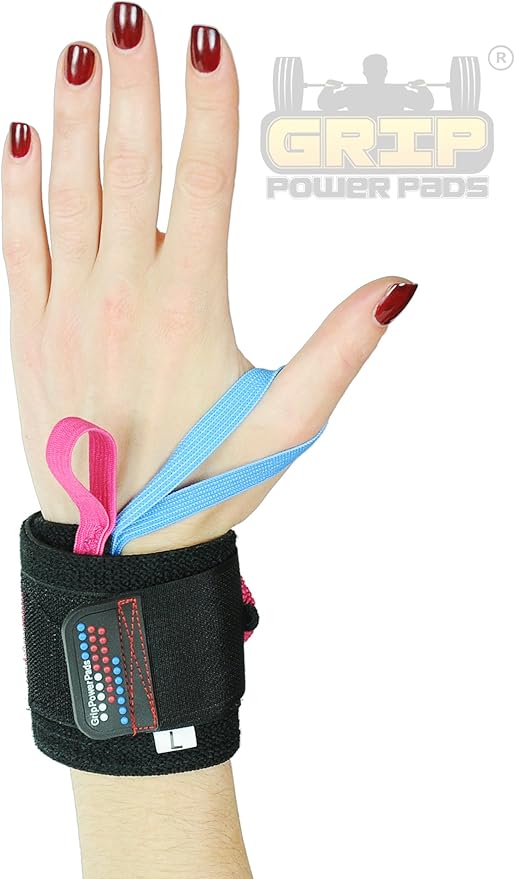 Grip Power Pads Wrist Wraps 2 Wraps for Weight Lifting Wrist Support Cotton Wraps Gym Bandage Straps for Men & Women Premium Quality & PRO Rubber