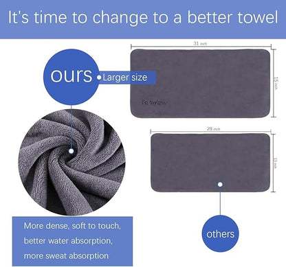 Microfiber Gym Towels Bigger Size Super Soft for Exercise Fitness, Sports, Workout, 380-GSM 15-Inch x 31-Inch Quick-Drying Towels (Black, 3 Pack)