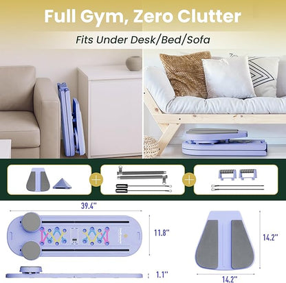 Pilates Board, Multi-Purpose Pilates Reformer Set,Portable Pilates Reformer Board with Yoga Socks & Resistance Bands ,Best for Women Fitness & Exercise at Home Pilates Workout Board.