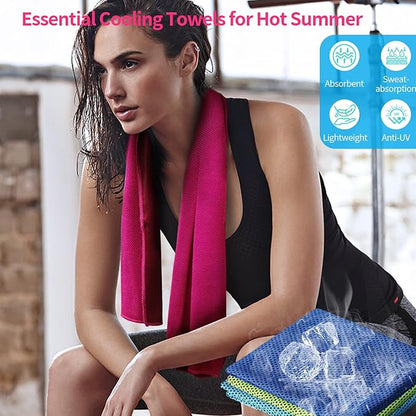 Cooling Towels for Neck/Face Ice Towel Cooling Neck Wraps for Hot Weather Sweat Towels Microfiber Chilly Towel cold Rags Soft Breathable Quick Dry for Indoor /Outdoor/Yoga/ Gym/Working out（40''x12''）