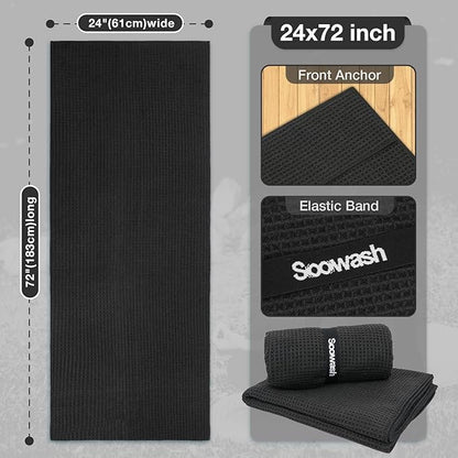 2 Pack Hot Yoga Towel Yoga Mat Towels Non Slip for Hot Yoga Stickyfiber Microfiber Quick Dry Soft Absorbent with Corner Pockets Cover Bikram Pilates Exercise Fitness 24" X 72"Black