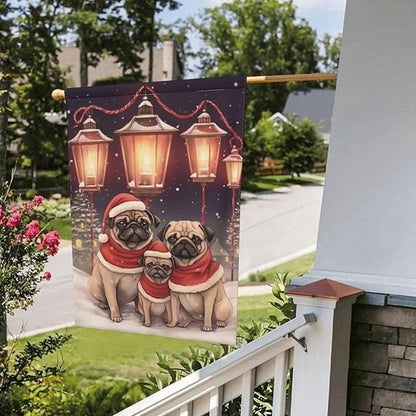 Christmas Pug Garden Flag 12x18 In Double Sided Yard Flags Lawn Sign Decor No Flagstand