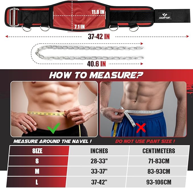 3-in-1 Weighted Pull Up Belt for Men, Weight Lifting Dip Belt with 40.6 IN Chain & Self Locking, Weighted Gym Belt for Pull Up, Squat, Powerlifting & Deadlift, Capacity Up to 350 LBS