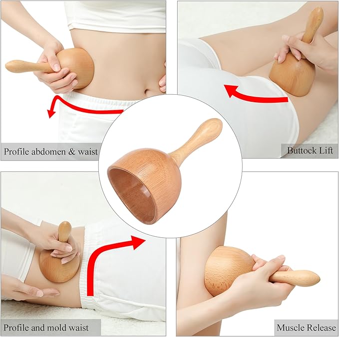 Wood Therapy Massage Tools 5-in-1 Lymphatic Drainage Massager Maderoterapia Kit Wooden Massager Body Sculpting Tools for Muscle Pain Relief, Anti-Cellulite, Body Contouring and Shaping