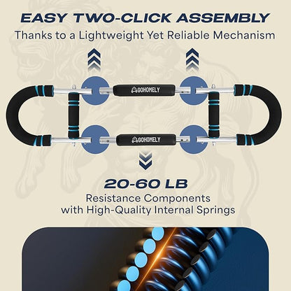 Twister Arm Trainer 20/60 & 40/90 lbs - Adjustable Chest, Arm & Upper Body Workout Bar for Home Gym Strength Training - Silent Resistance Power Twister by GOHOMELY