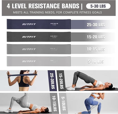 RitFit Pilates Kit - 14 Inch Pilates Ring Magic Circle with Pilates Ball, Resistance Bands & Yoga Strap, Pilates Equipment for Home Workout Toning Thighs, Arms and Core (Black/Pink)