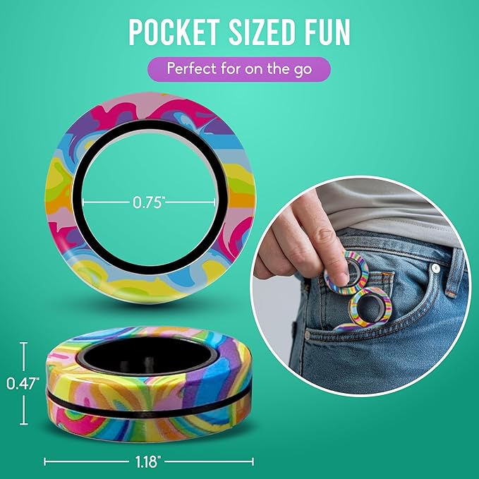 BUNMO Magnetic Fidget Rings - Fidget Toys Adults - Magnetic Rings - Endless Hours of Fun - Spin, Connect & Play - Engaging Toy for Boys & Girls - Great Teen Gift - Various