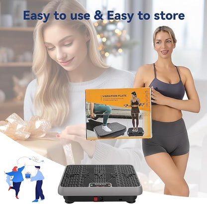 Premium Vibration Plate for Lymphatic Drainage, Weight Loss, Whole Body Workout Power Vibration Plate, Shake Plate,Home Gym Fitness Equipment,Grey