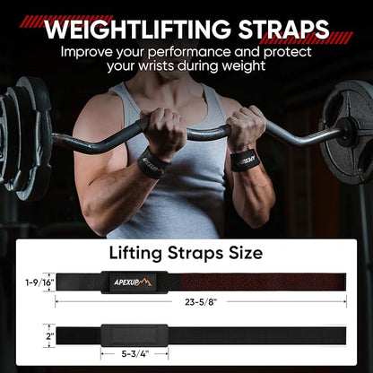 APEXUP Weight Lifting Straps for Weightlifting, Lifting Wrist Straps Gym, Deadlift Strap, Anti Slip Silicone Weightlifting Strap Men Women Powerlifting, Strength Training