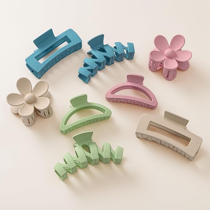 8PCS Hair Clips for Women, Flower Claw Clips for Thick Hair, Non-Slip Hair Accessories with Multi-Styles, Colorful Hair Claw Clips and Variety Pack, Ideal for Girls