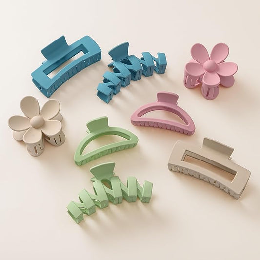 8PCS Hair Clips for Women, Flower Claw Clips for Thick Hair, Non-Slip Hair Accessories with Multi-Styles, Colorful Hair Claw Clips and Variety Pack, Ideal for Girls
