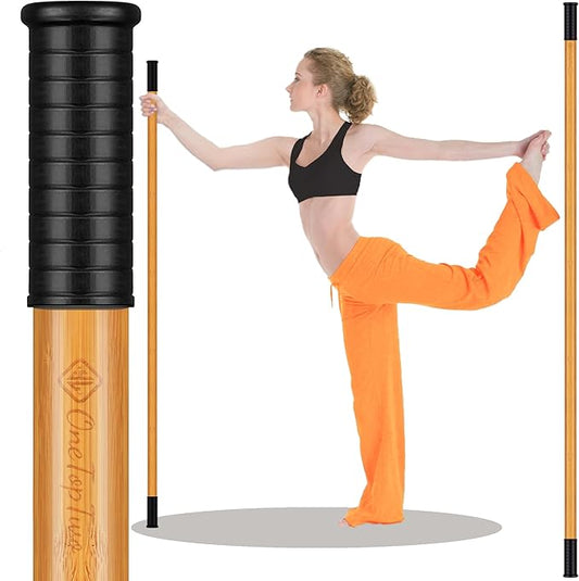 5ft Yoga Stick from Natural Bamboo with Non-Slip Handle-Stretching Stick for Mobility, Flexibility,Exercise,Workout, Physical Therapy,Pilates,Balance Fitness-Access Online Video Guide Without Any Info