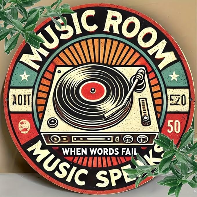Cbngaoey Vintage Vinyl Record Wall Art - Ideal for Music Lovers, Perfect for Bedroom, Home Bar & Club Decor, Great Christmas Gift, Music Room Decor