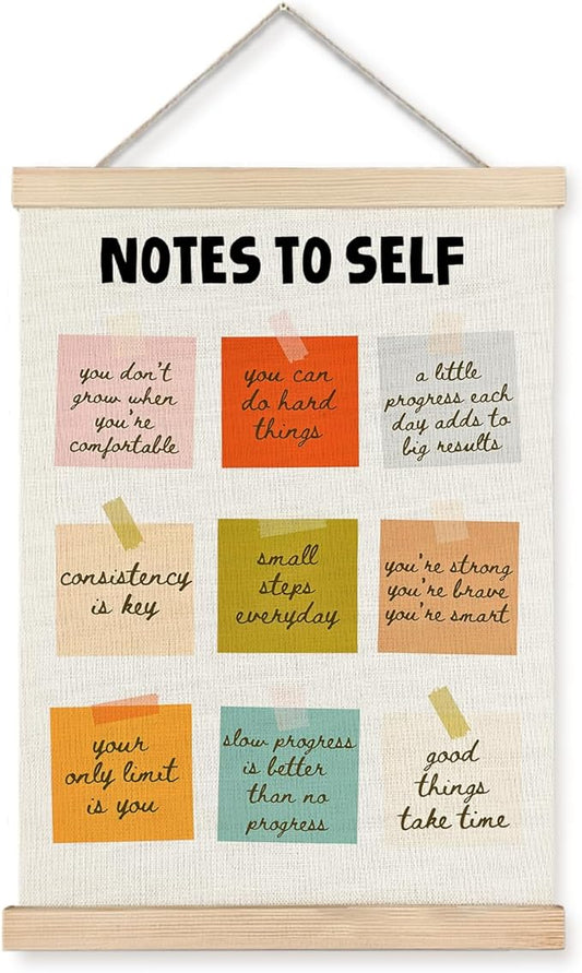 JINYO Mental Health Wall Decor, Notes to Self Inspirational Wall Art Poster, Self Love Positive Affirmations Posters for Therapy Psychological Counselor Office Decor, 12x16 Inches