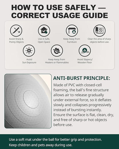 Trideer Exercise Ball for Yoga, Pilates & Fitness – Stability Ball Equipment for Home Gym & Office Chair, Core & Balance Training Accessories, Physical Therapy Equipment, Quick Pump Included, 5 Sizes