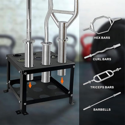 Barbell Holder Vertical Storage Rack, Heavy Duty Floor Stand Barbell Storage Rack, 9 Barbells Olympic Barbell Holder, Barbell Rack Stand Fit 2-inch Olympic Bars Olympic Bars, Curl Bars, Triceps Bars