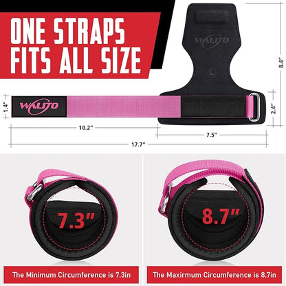 WALITO Weight Lifting Wrist Straps (Pair),Double Layer Leather Grips for Deadlift,Powerlifting and Gym Workouts, Adjustable Neoprene Padded Wrist Wraps - Men/Women, Heavy Duty Support