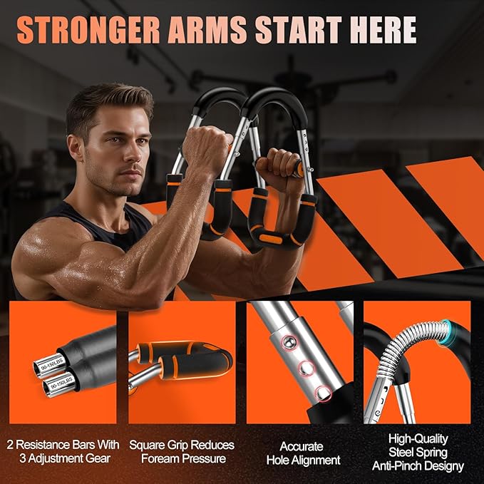 2025 Pro Twister Arm Trainer, Adjustable Power Twister Bar, Chest Shoulder Arm Workout Equipment, Portable Detachable Upper Body Fitness Machine for Home & Gym