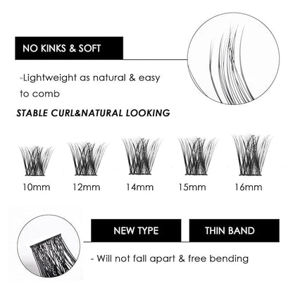 Lash Clusters 144 Pcs Individual Lashes Clusters Eyelash Extensions False Eyelashes DIY Lash Extension Reusable False Eyelashes Natural Look Mix 10-16mm C D Curl-DM01