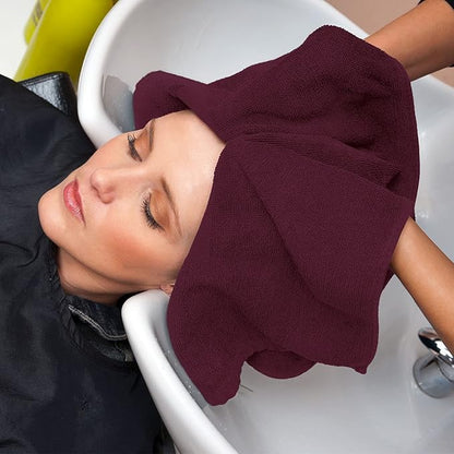 Utopia Towels, Salon Towel, Pack of 12, Not Bleach Proof, 16 by 27 Inches, Highly Absorbent Cotton Towels for Hand, Gym, Beauty, Spa, and Home Hair Care, Burgundy