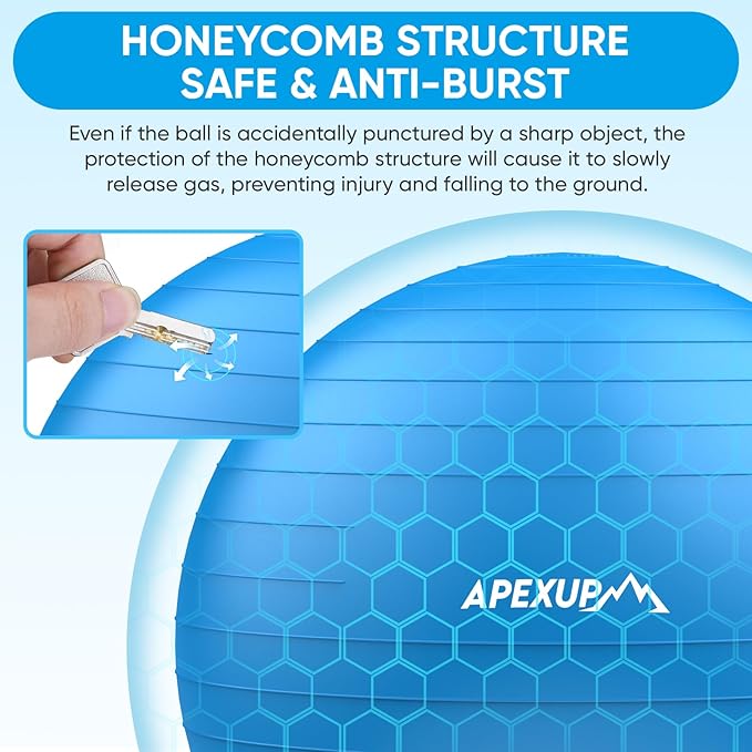 APEXUP Yoga Ball Exercise Ball Anti Slip Heavy Duty for Fitness, Balance & Core Workout