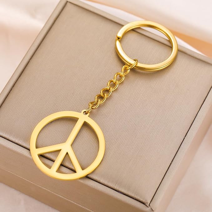 Dreamtimes Peace Sign Pendant KeyRing for Men and Women Love Peace Symbol Keychain Bag Car Keyring Peace Sign Jewelry