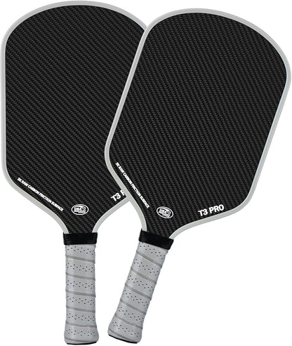Pickleball Paddle - 3K Raw Carbon Fiber Surface (CFS) + Carbon Abrasion Surface (CAS) with High Grit & Spin, Sure-Grip Elongated Handle, Pickle Ball Paddle with 16mm Polypropylene Honeycomb Core