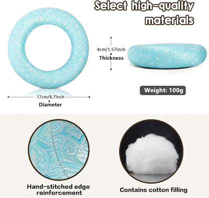 Singing Bowl Cushion for Tibetan Singing Bowls, Handmade Silk Brocade Round Cushion Pillow for Sound Healing and Crystal Sound Bowls Accessories(CyanBlue,6.7 Inch)