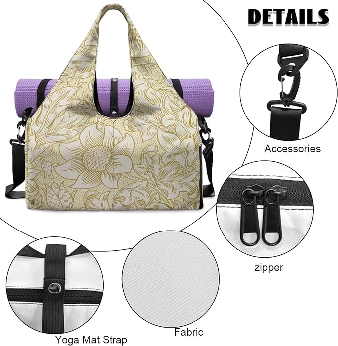 Yoga Mat Bag for Women Men Large Carryall Tote with Adjustable Shoulder Strap for Gym Yoga Travel Pilates Office