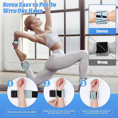 Ankle Weights Set of 2 (1 lb/2 lb/3 lb Each) Adjustable Wrist Weights for Women Men Wearable Arm Leg Weight for Pilates, Running, Walking, Workout, Yoga