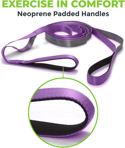 Gradient Fitness Stretching Strap for Physical Therapy, 12 Multi-Loop Stretch Strap 1" W x 8' L, Neoprene Handles, Physical Therapy Equipment, Yoga Straps for Stretching, Leg Stretcher.