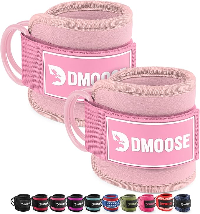 DMoose Fitness Ankle Straps for Cable Machines - One Size Fit with Premium Padding, Glute Kickback Ankle Strap for Women & Men, Cable Attachments for Gym, Booty Workouts, Leg Extension & Hip Abductors