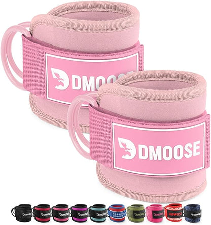 DMoose Fitness Ankle Straps for Cable Machines - One Size Fit with Premium Padding, Glute Kickback Ankle Strap for Women & Men, Cable Attachments for Gym, Booty Workouts, Leg Extension & Hip Abductors