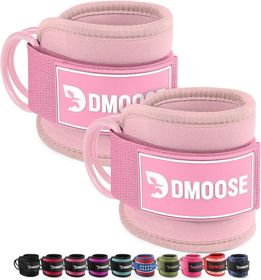 DMoose Fitness Ankle Straps for Cable Machines - One Size Fit with Premium Padding, Glute Kickback Ankle Strap for Women & Men, Cable Attachments for Gym, Booty Workouts, Leg Extension & Hip Abductors