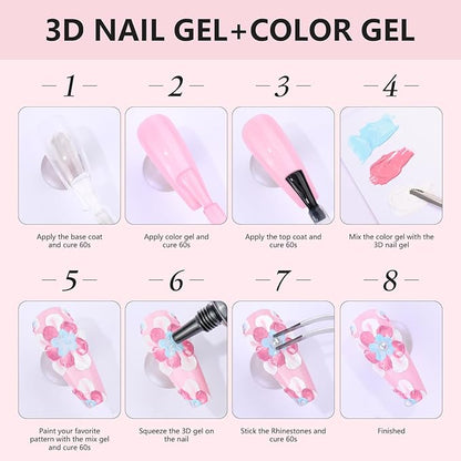Makartt 3D Gel Nail Art with Gold Chrome Nail Powder Kit: Clear Molding Gel for Nail Art 15g Sculpting Glue Polish and Metallic Effect Mirror Powder Set for Nail Decoration Manicure Charms