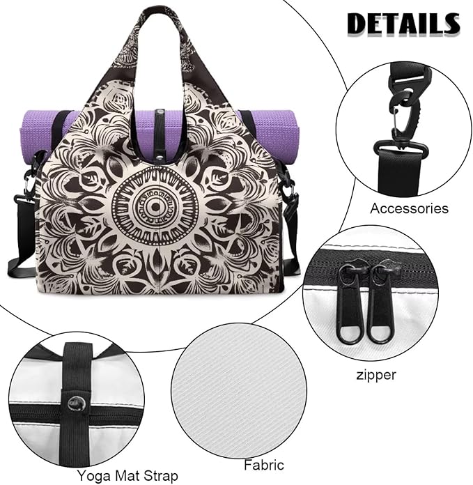 Yoga Mat Bag for Women Men Large Carryall Tote with Adjustable Shoulder Strap for Gym Yoga Travel Pilates Office