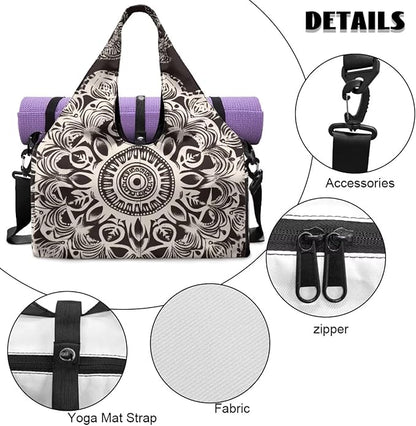 Yoga Mat Bag for Women Men Large Carryall Tote with Adjustable Shoulder Strap for Gym Yoga Travel Pilates Office
