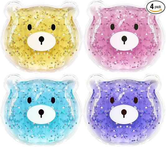 (4 Pcs) Kids Reusable Gel Ice Pack, Boo Boo Ice Pack, Cute Children Gel Ice Pack for Kids Injuries, Kids Cute Lunch ice Pack, Breastfeeding, Wisdom Teeth, Pain Relief, Kids Fever, Headaches
