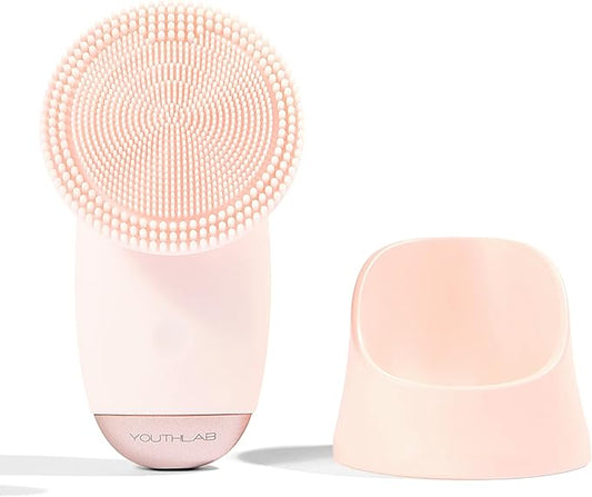 SoniGlow Silicone Facial Cleansing Brush – Electric Vibrating Skincare Scrubber Tool for Deep Pore Cleansing, Gentle Massage, Makeup Removal, Waterproof and Rechargeable (Pink)