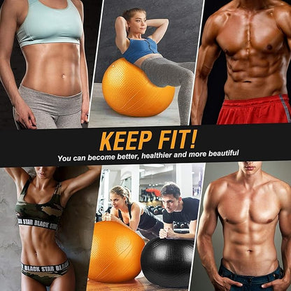 Gruper Yoga Ball, 18-30 Inch Extra Thick Exercise Ball for Workout Fitness Balance, Anti Burst Chair for Home and Office Desk, Includes Hand Pump & Workout Guide Access