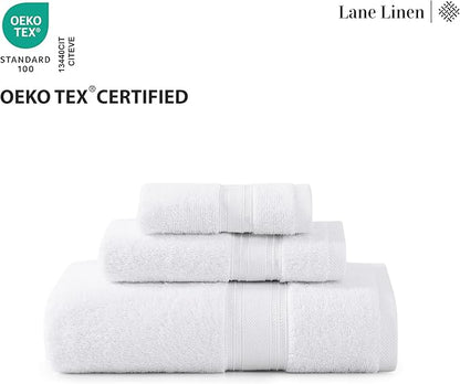 LANE LINEN Luxury Bath Towels Set - 12 Piece, 100% Cotton, Zero Twist, Super Soft & Absorbent, Includes 4 Bath Towels, 4 Hand Towels, 4 Washcloths - White