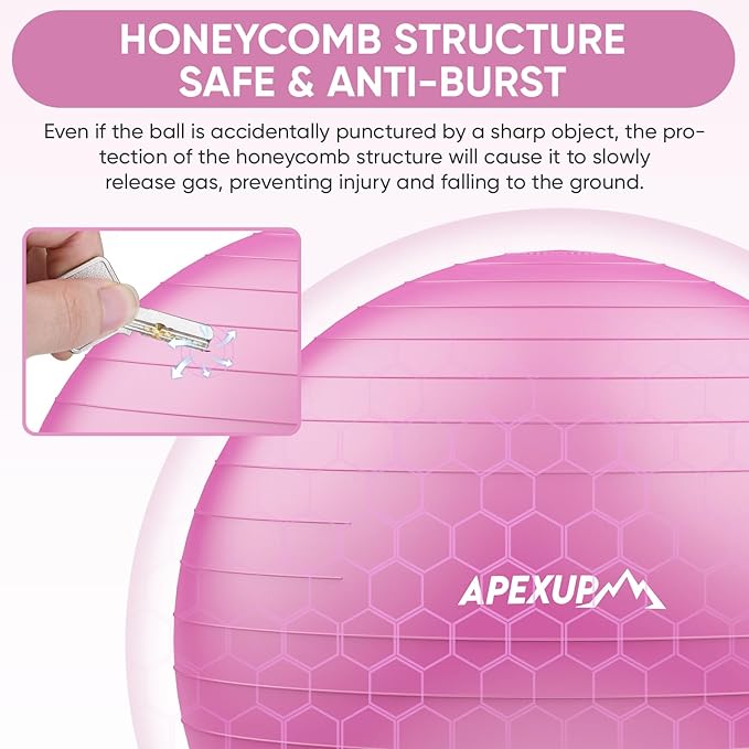 APEXUP Yoga Ball Exercise Ball Anti Slip Heavy Duty for Fitness, Balance & Core Workout