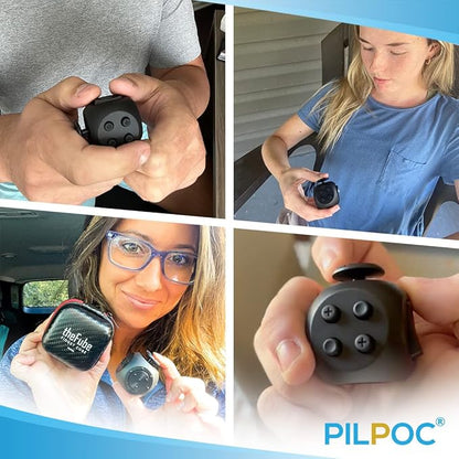 PILPOC theFube Fidget Cube, 6-Sided Stress Relief Infinity Cube for Adults & Kids, Boosts Concentration, Mindfulness Aid, Silent & Audible Modes, Includes Carry Case for Portability (Rainbow)