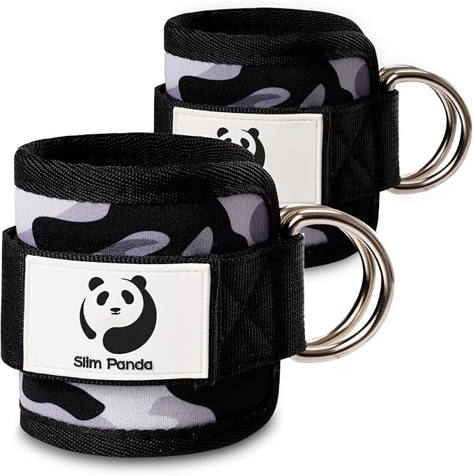 Slim Panda Ankle Strap for Cable Machine,Ankle Cuff for Kickbacks, Booty Hip Abductors,Glute Workouts, Leg Extensions, Curls for Men and Women, Adjustable with Double D-Rings