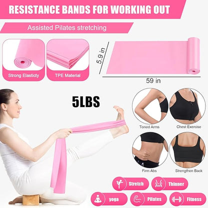 10 Pcs Pilates Ring Set for Women Home Yoga Equipment Accessories Pilates Ring Circle and Ball Workouts Gift Include Ball Yoga Circle Resistance Bands Block Straps Gym Bag