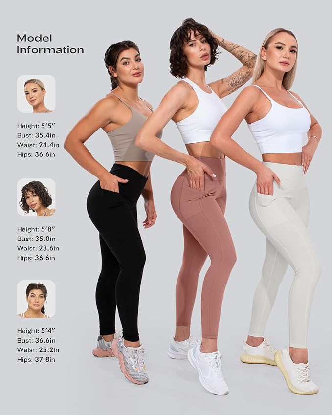 CHRLEISURE Leggings with Pockets for Women, High Waisted Tummy Control Workout Yoga Pants