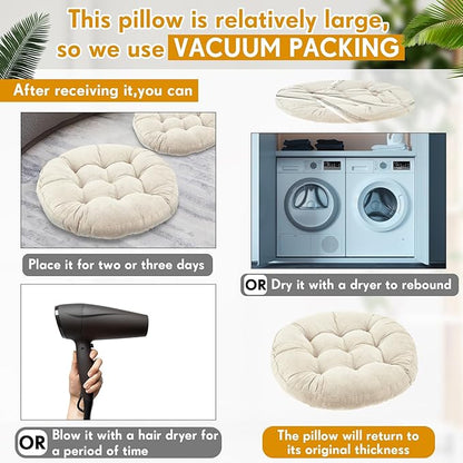 Jerify 6 Pcs Round Floor Pillows Cushions 22 x 22 Inch Large Flexible Seating Cushion Classroom Furniture Floor Pillow for Kids Adults Home Daycare Preschool Yoga Meditation Gift (Beige)