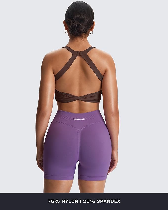 Aoxjox Women's Workout Sports Bras Twist Front Fitness Training Gym Bra Yoga Crop Lola Tank