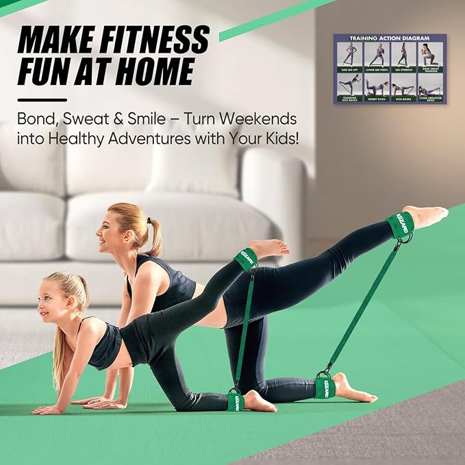Ankle Resistance Bands with Cuffs, Ankle Weights Bands for Working Out, Women Leg and Glutes Workout Equipment, Exercise Bands for Kickbacks, Butt and Booty Trainer, Home Gym Fitness Equipment