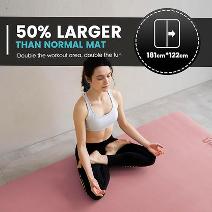 UMINEUX Large Yoga Mat for Men and Women 1/4 & 2/5 Inch Extra Thick TPE Fitness Mat for Home Gym Workout, Non-Slip, Eco Friendly Exercise Mat for Yoga, Pilates, Stretching, Meditation